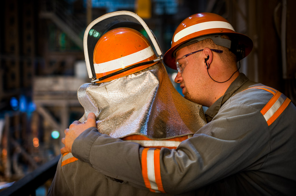 A supervisor comforts one of his men who is feeling the finality of it all.

So, it's over.

The steel mill where I've worked for 22 years has closed the 